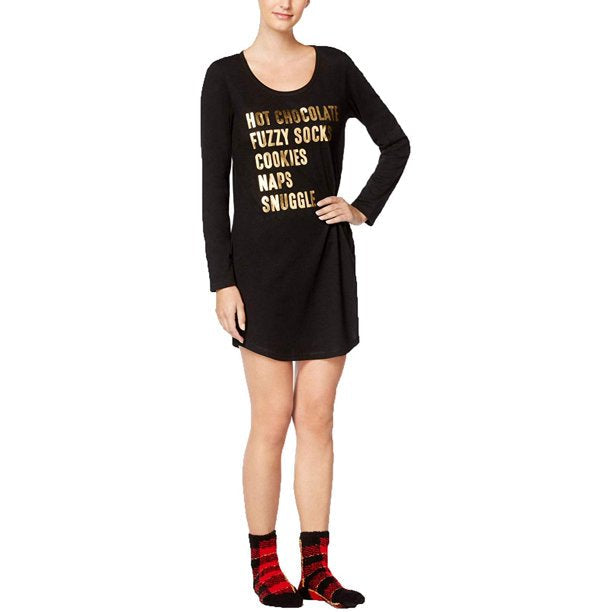 Jenny by Jennifer Moore Women?s Graphic Sleep Shirt and Socks Set, Size Small