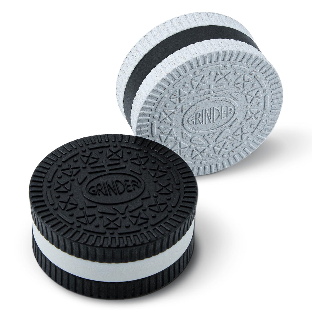 2PCS Grinder 2.2 Inch Spice Grinder Stronger Grip Cookie Shape Design Grinder (White & Black)