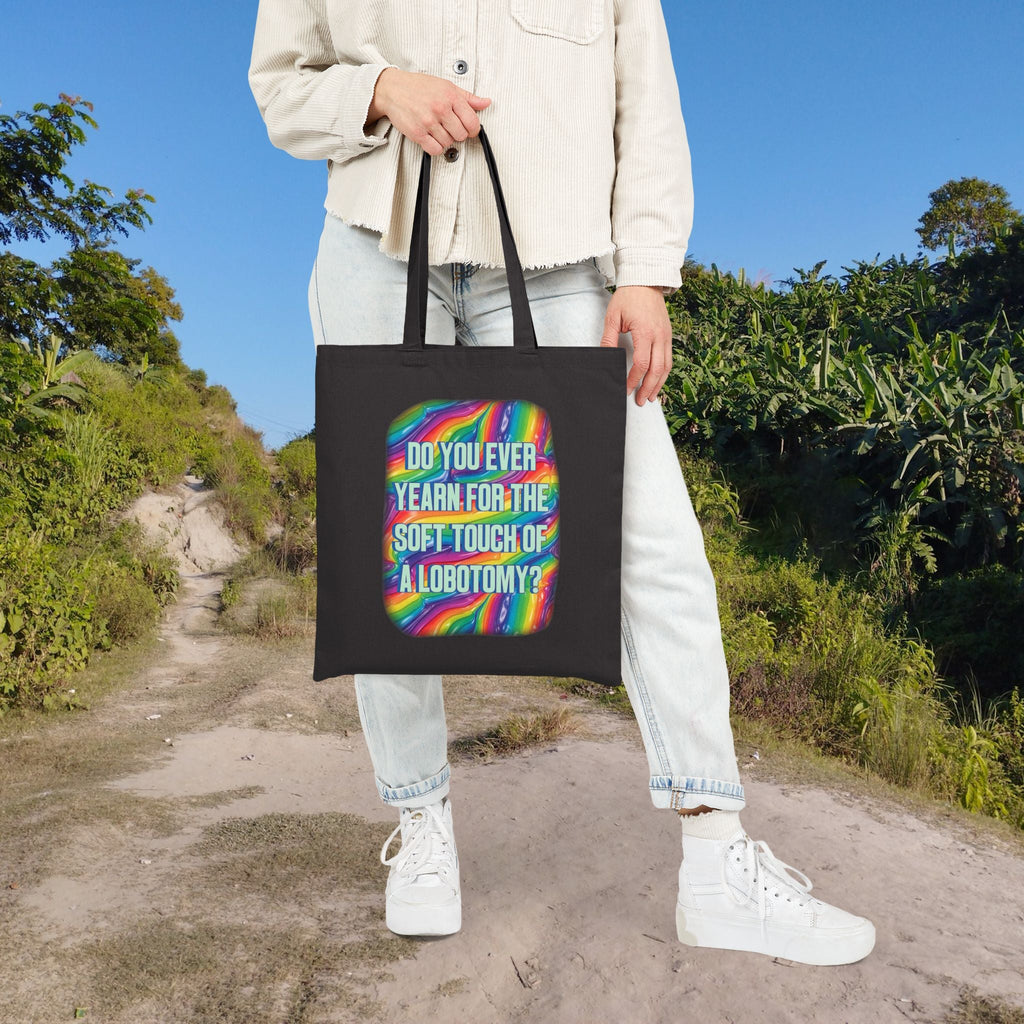 Bespattered Facade Rainbow "Lobotomy" Canvas Tote Bag Reusable Carryall