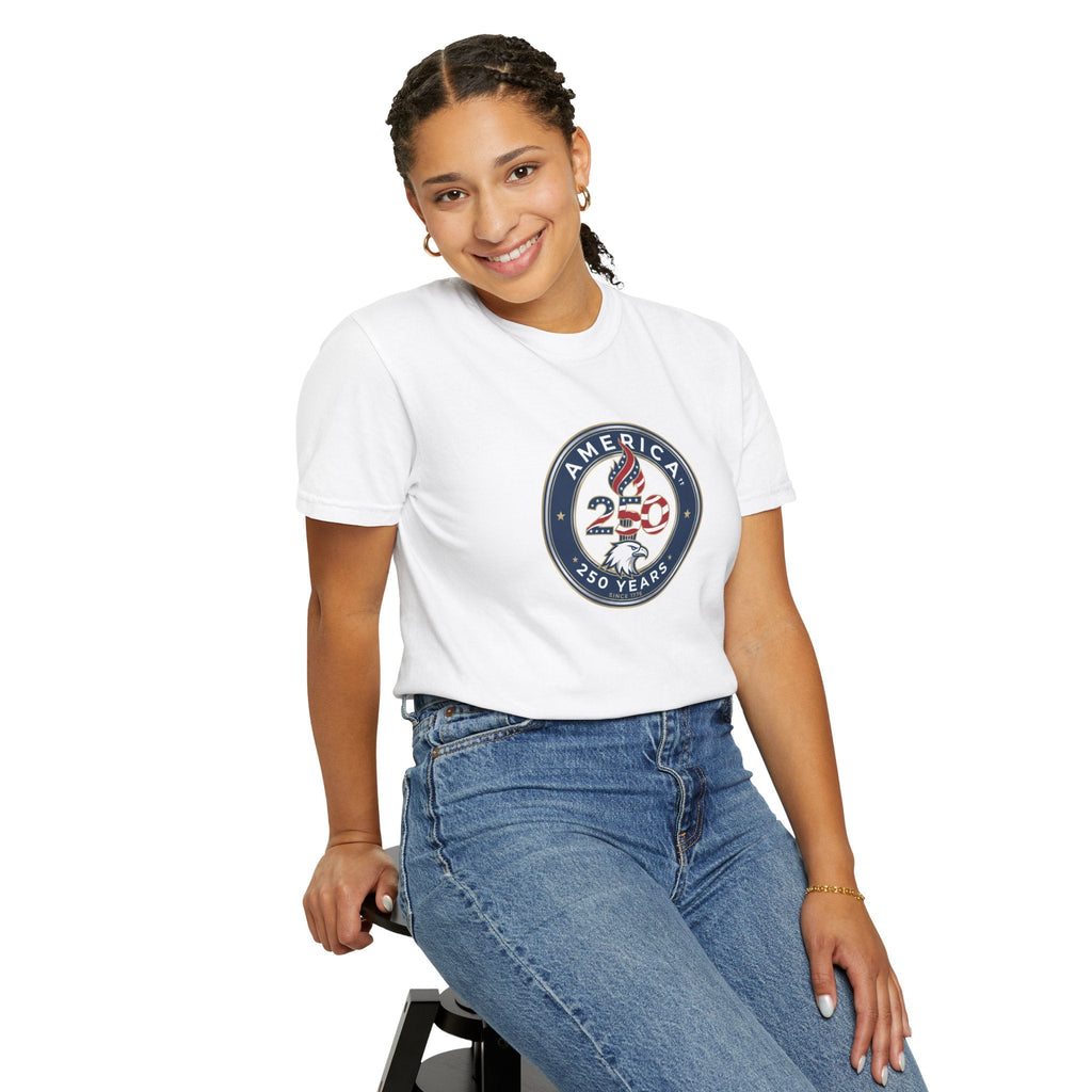 America 250 – “America 250 Years Badge” Happy Birthday USA T-Shirt