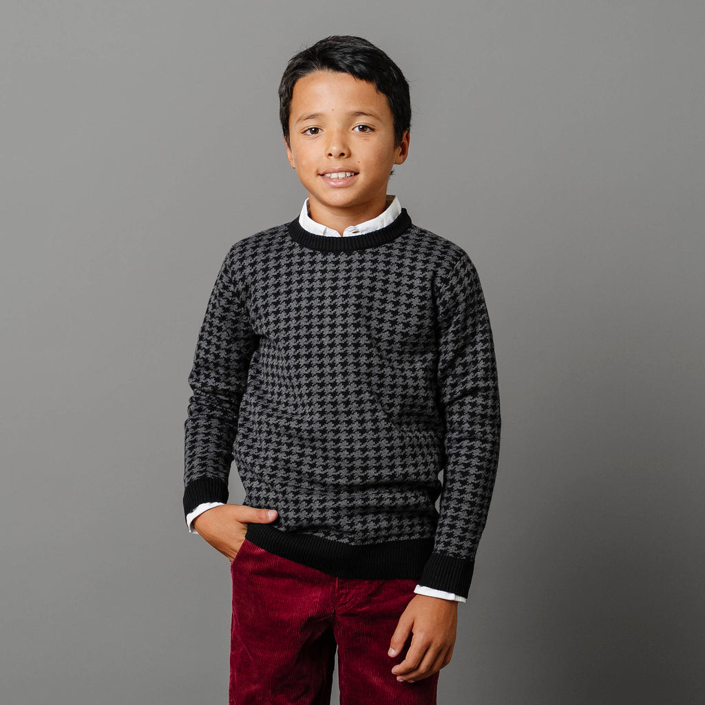 Organic Intarsia Crew Neck Sweater
