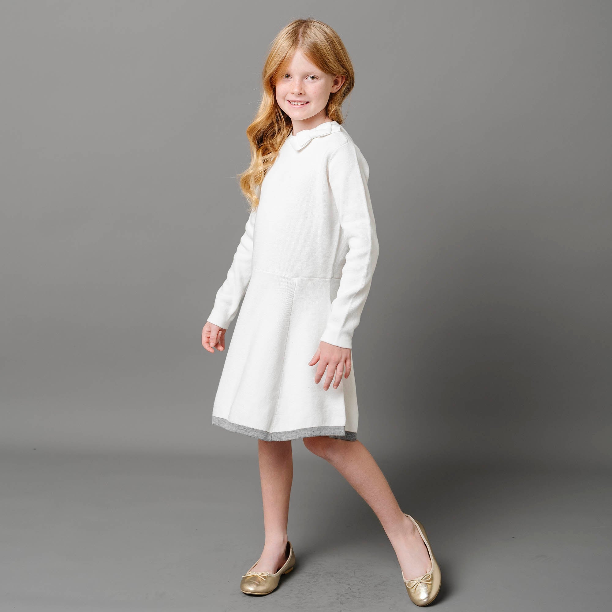 Organic Mock Neck Bow Detail Sweater Dress