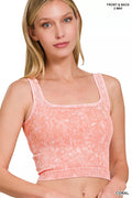 Zenana 2 Way Neckline Washed Ribbed Seamless Tank Top