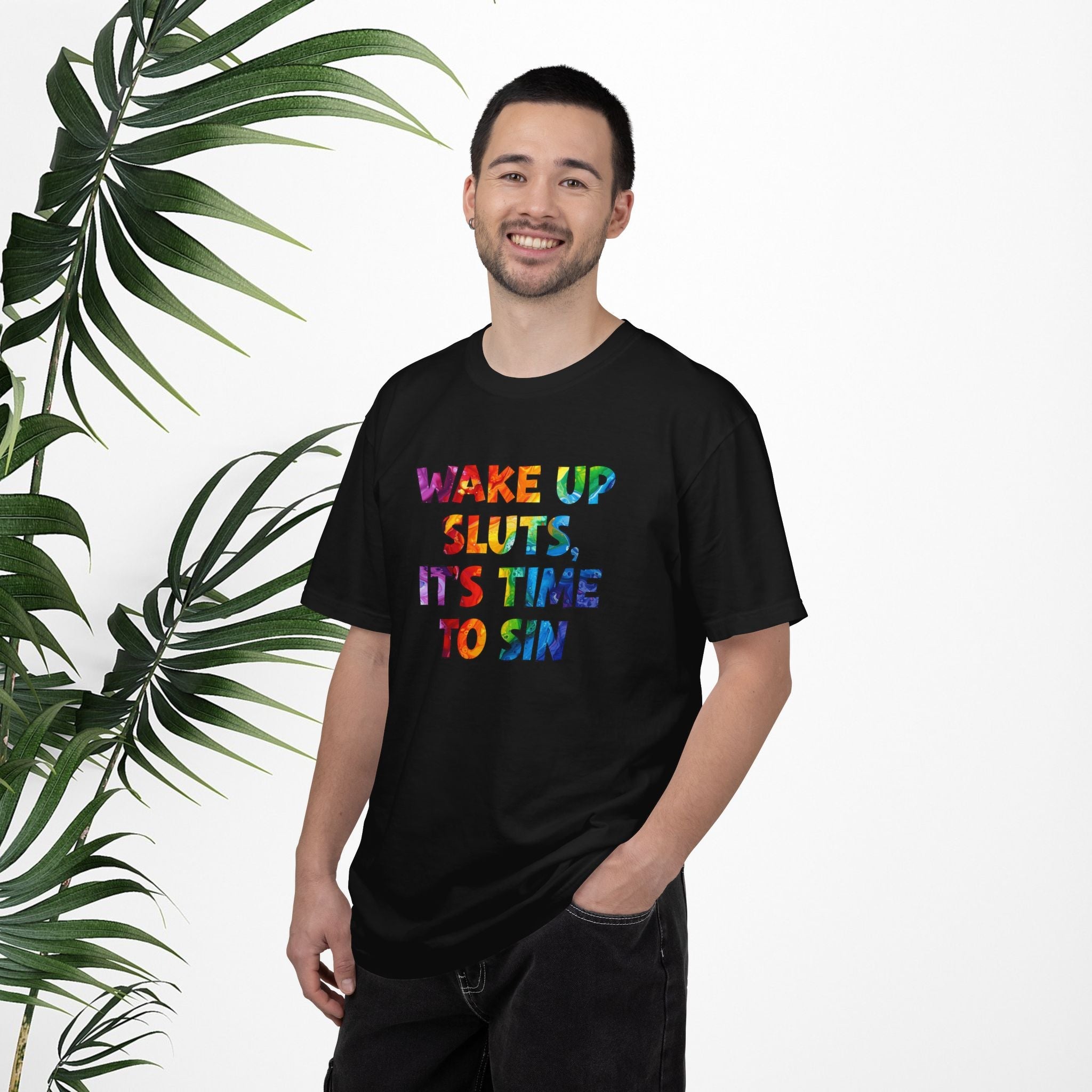 Bespattered Facade Rainbow Wake Up Colorful LGBTQ+ Pride Premium Unisex Comfort Colors Garment Dyed 100% Cotton T-Shirt