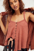 Free People Womens Dream Weaver Tank Tops, Brown, Size Small