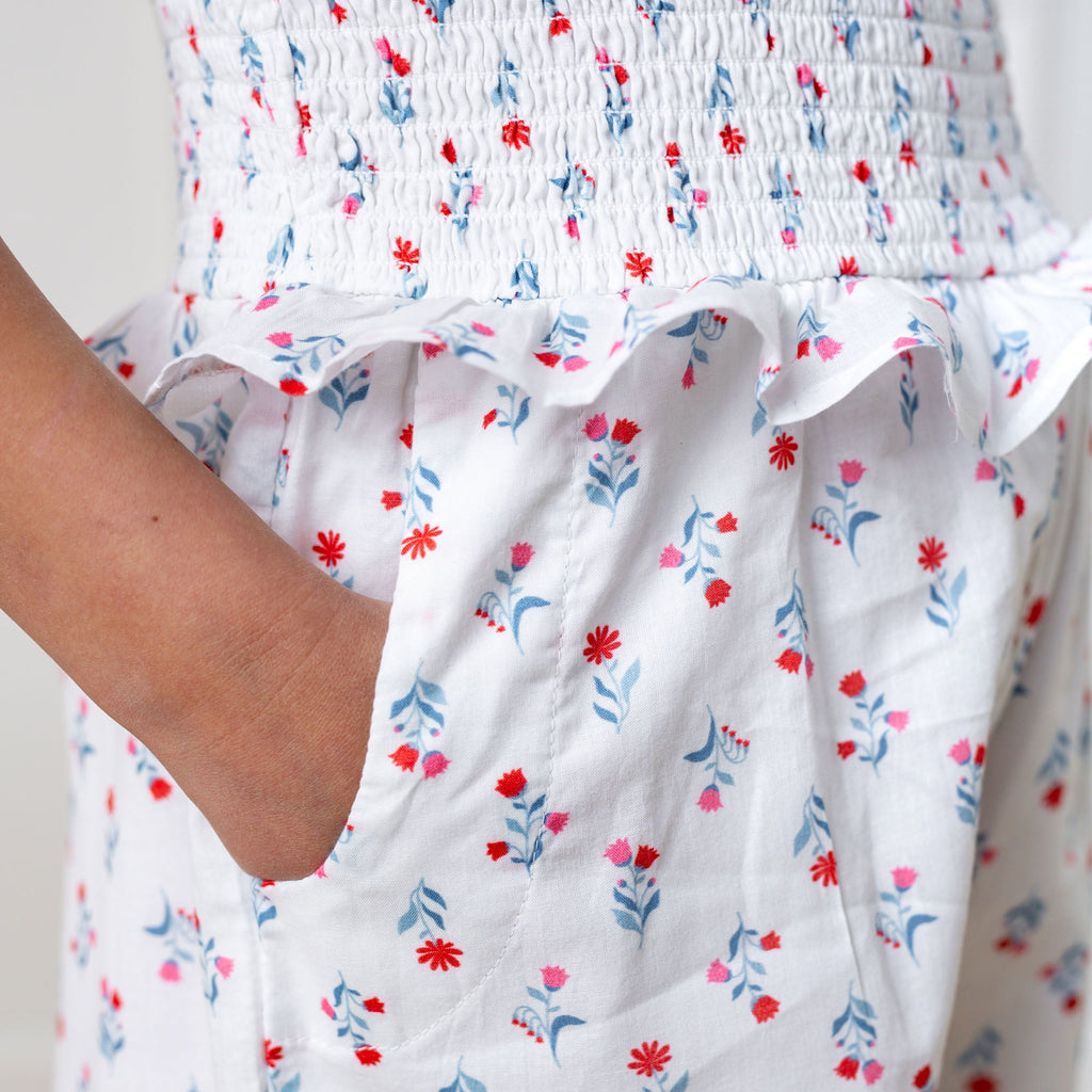 Organic Puff Sleeve Smocked Romper