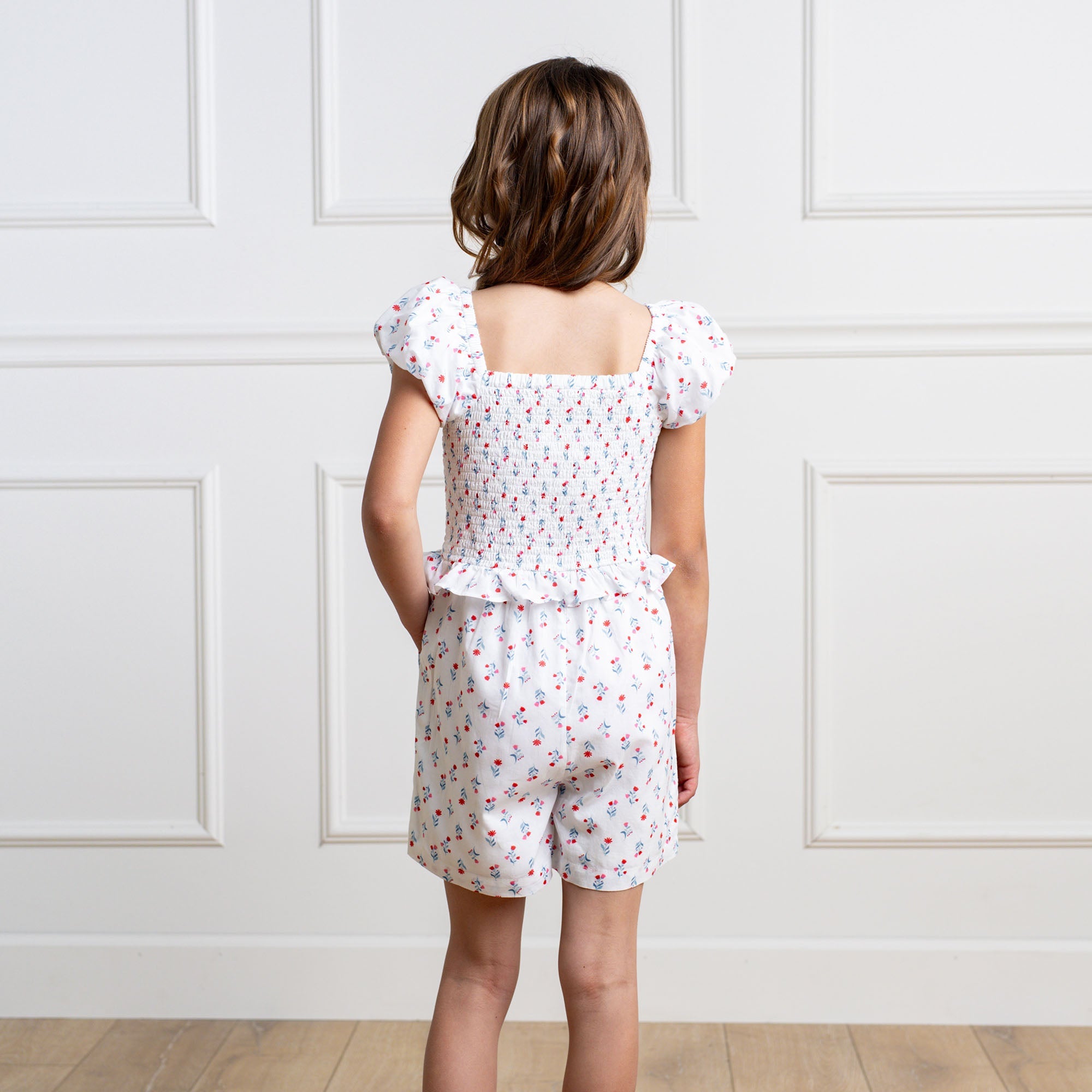 Organic Puff Sleeve Smocked Romper