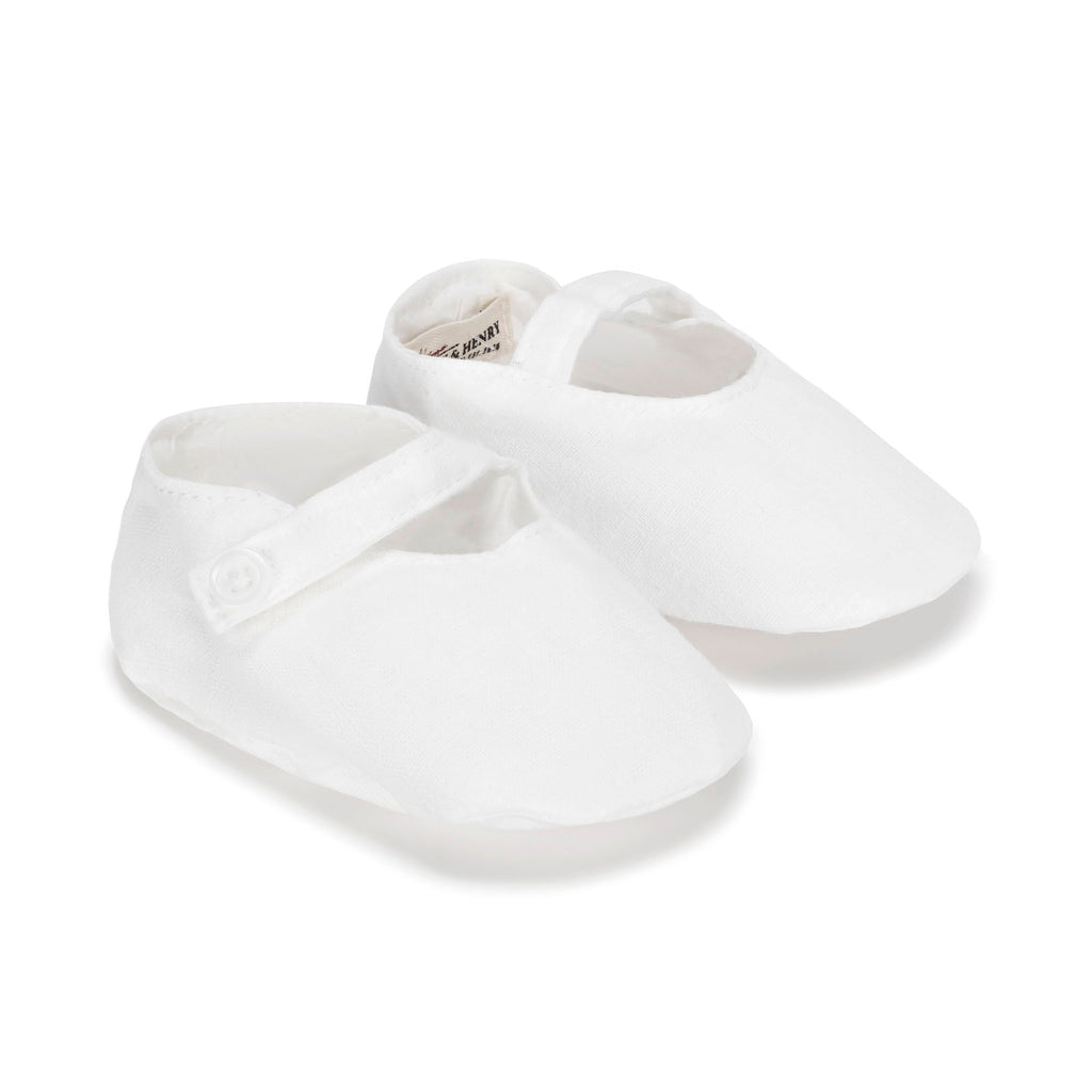 Linen Button Strap Soft Shoe