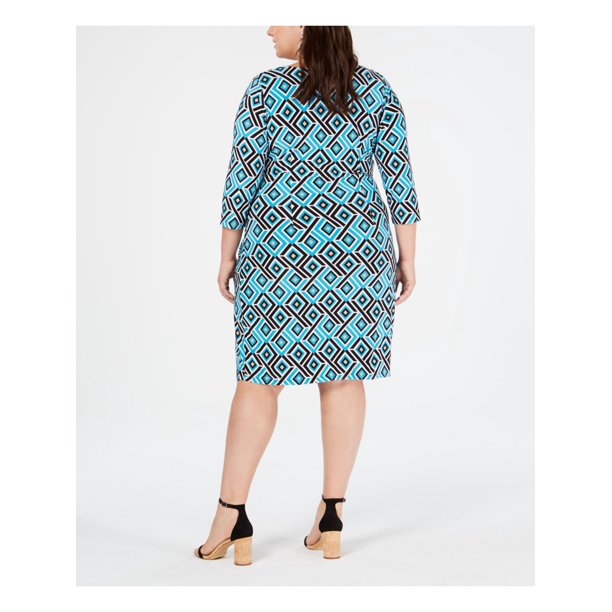 INC Womens Plus Ruched Printed Sheath Dress, 1X