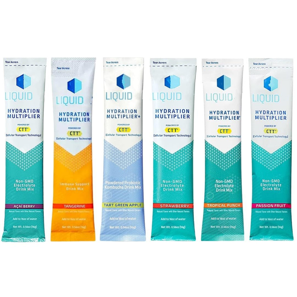 Liquiid-IVHydration Multiplier 6 Flavor Assorted Variety Electrolyte Drink Mix Powder Packets (12 - Pack)