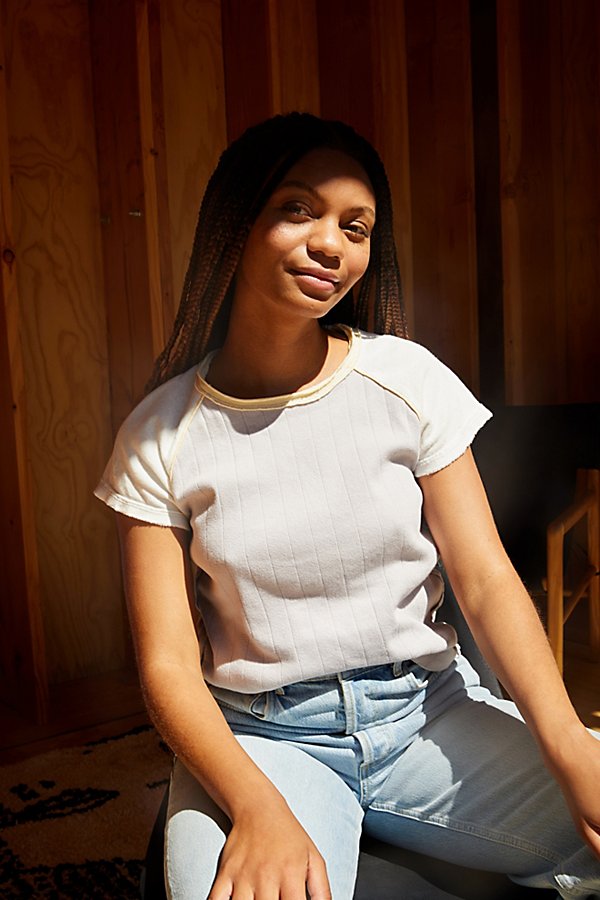 Free People Womens Block It Baby Raglan-Sleeve T-Shirt, Small