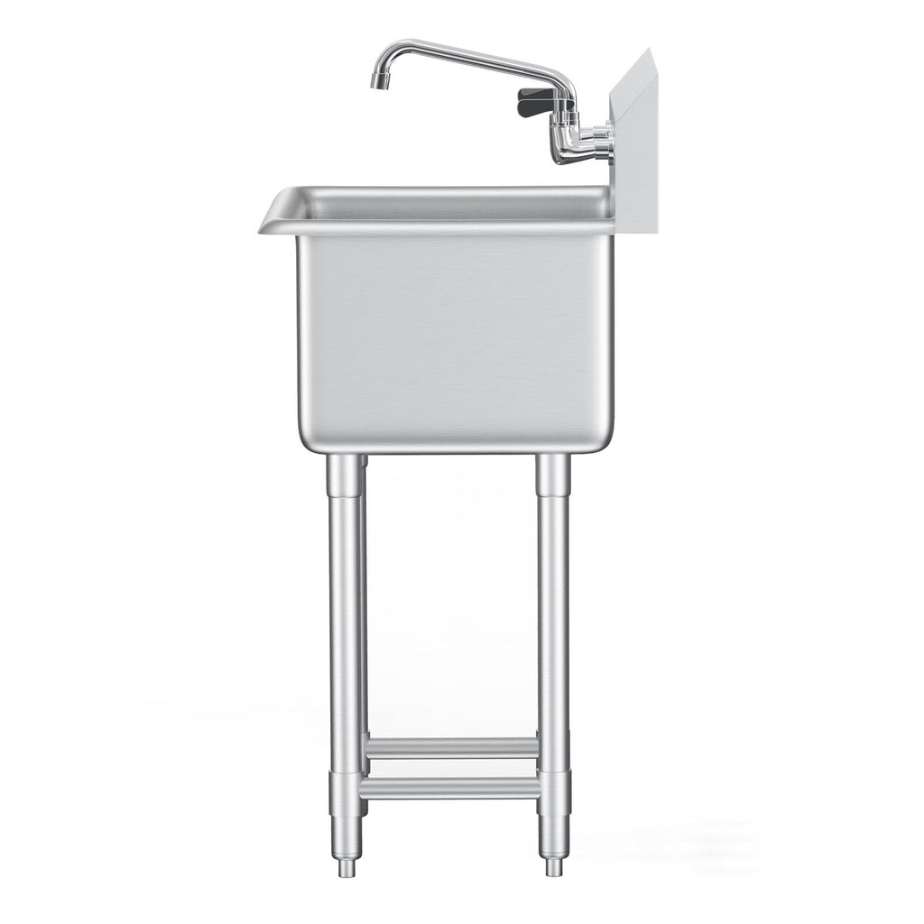 Stainless Steel Prep & Utility Sink, 1 Compartment Free Standing Small Sink Include Faucet & legs, 18'x41' Commercial Single Bowl Sinks for Garage, Restaurant, Kitchen, Laundry