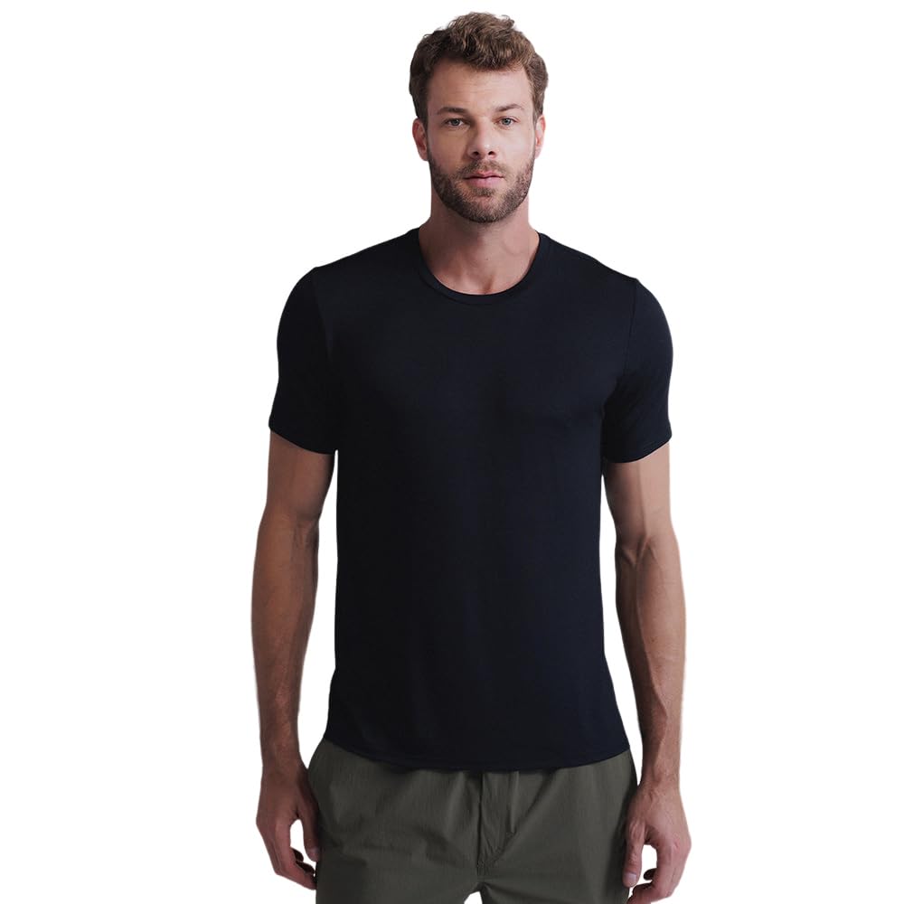 insider - Daily T-Shirt for Men - Classic Fit Short-Sleeve Essential Clothes Unshrinkable Tee Workout Shirt Athletic Clothing - Quick Dry Anti-Odor Fit Stretch Non-Iron - Black S