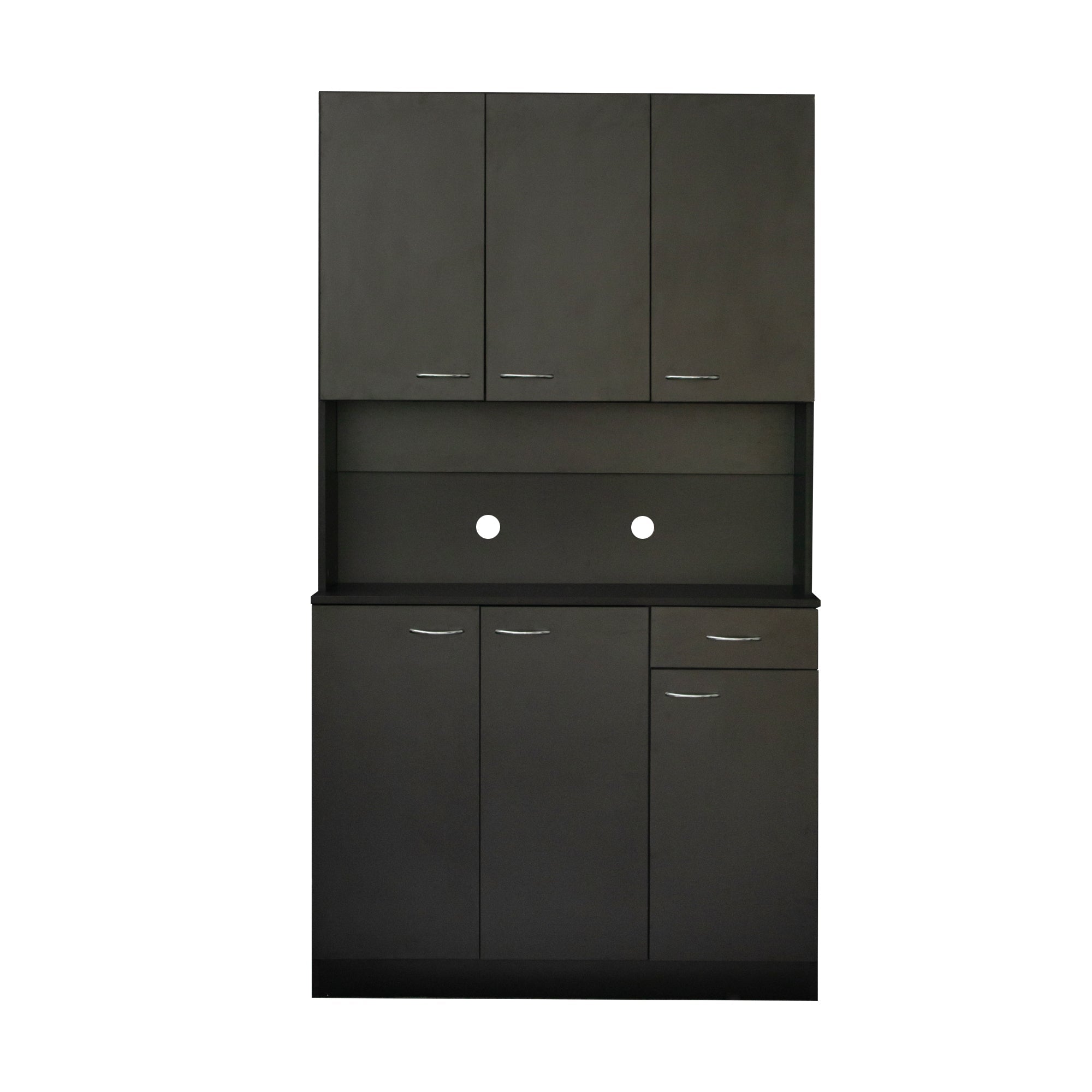 70.87' Tall Wardrobe& Kitchen Cabinet, with 6-Doors, 1-Open Shelves and 1-Drawer for bedroom,Black