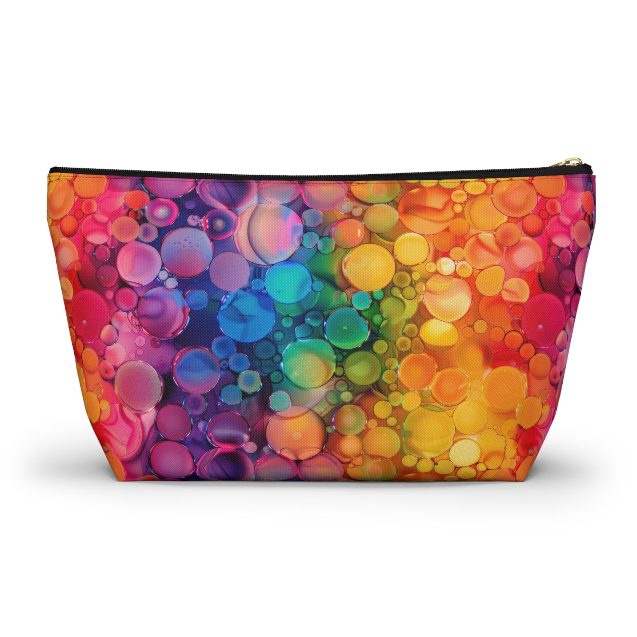 Bespattered Facade Rainbow Ink Dots Accessory Pouch With T-Bottom | 2 Sizes