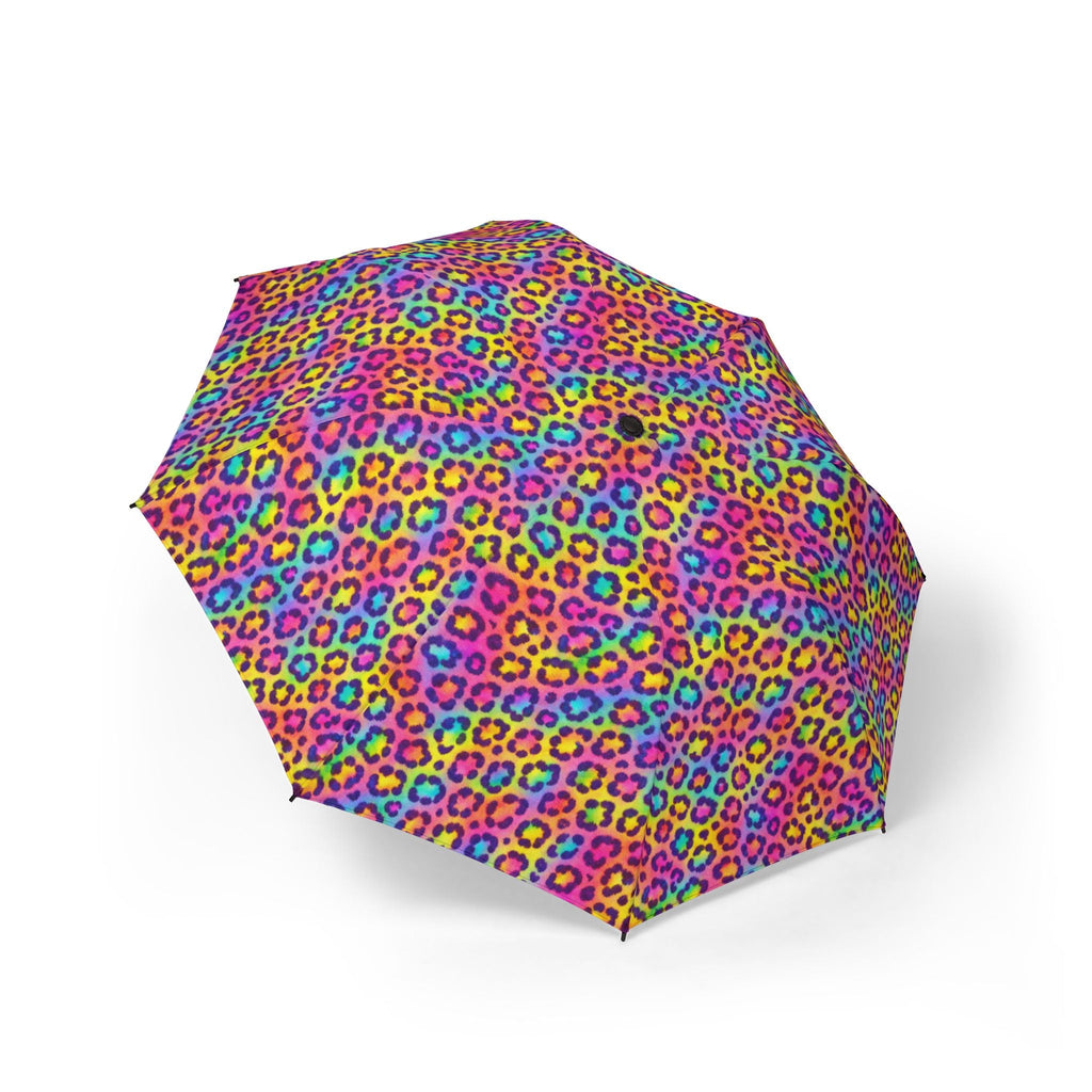 Rainbow Leopard Foldable Umbrella — Compact Semi-Automatic Rain Parasol