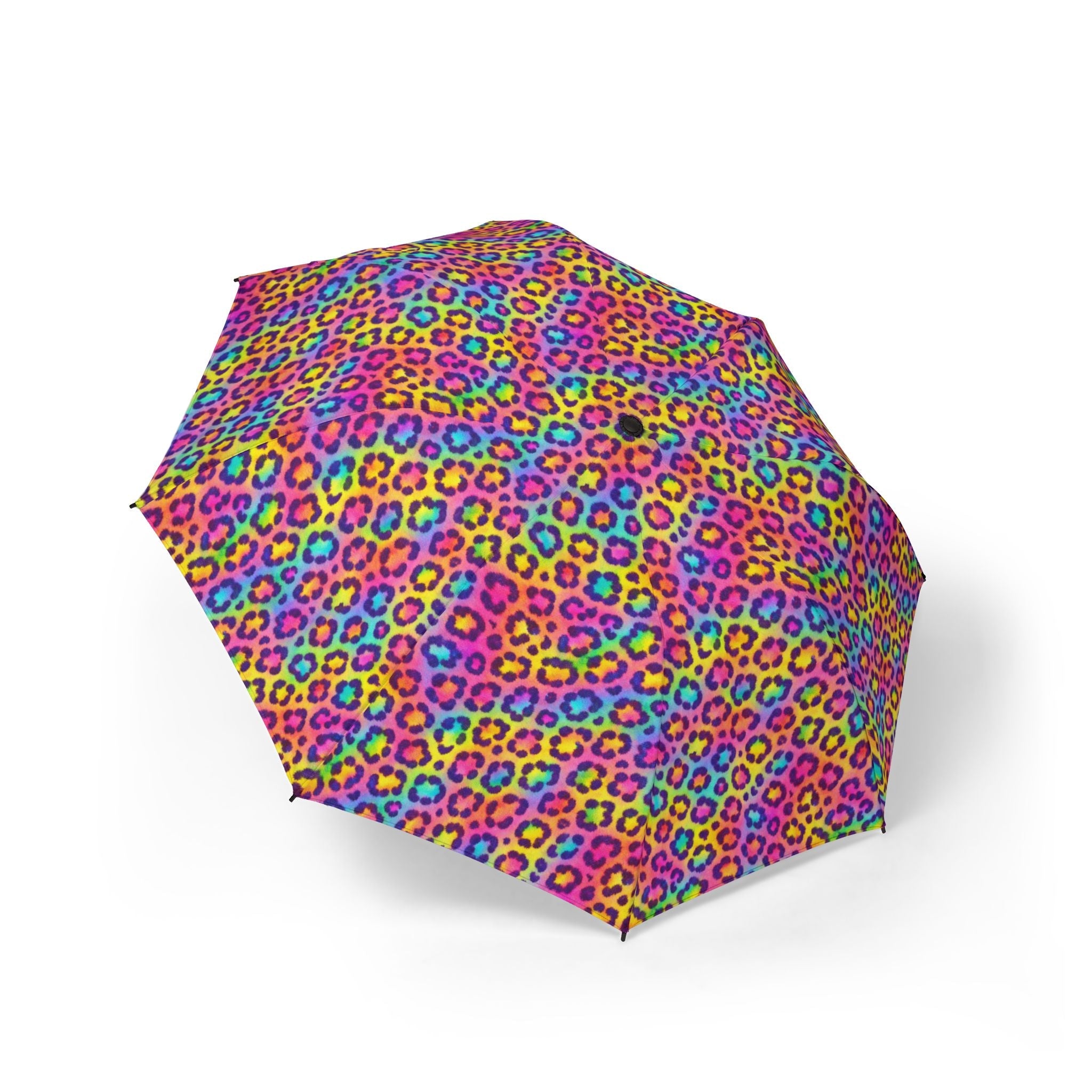 Rainbow Leopard Foldable Umbrella — Compact Semi-Automatic Rain Parasol