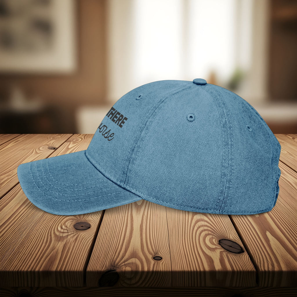 Bespattered Facade "Hang in There" Black Embroidered Denim Cap