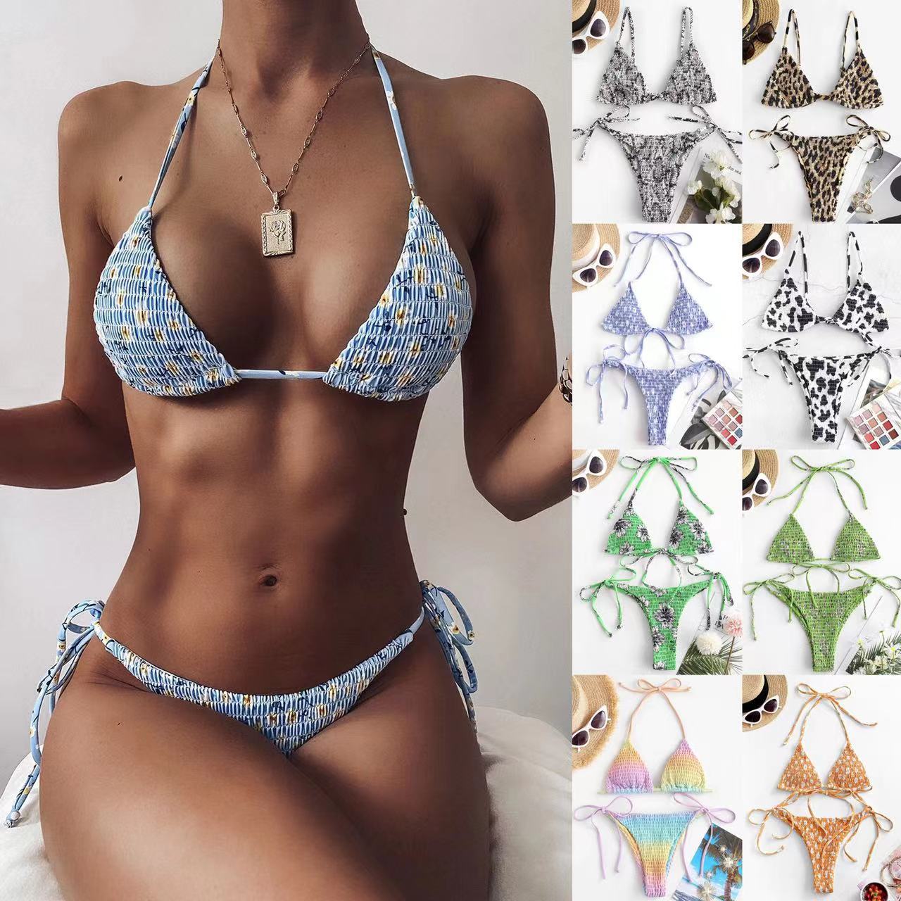 Juntong 2023 New Sexy Ruffled Print Bikini Set