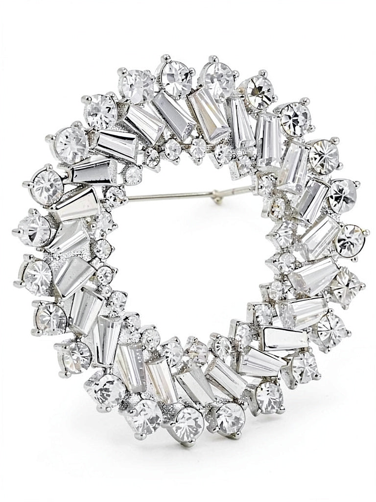 Charter Club Silver-Tone Multi-Crystal Wreath Pin
