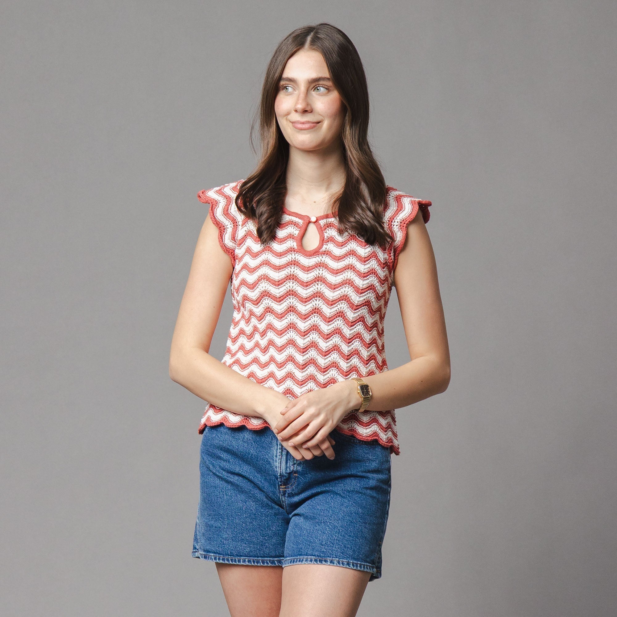 Organic Flutter Sleeve Sweater Top