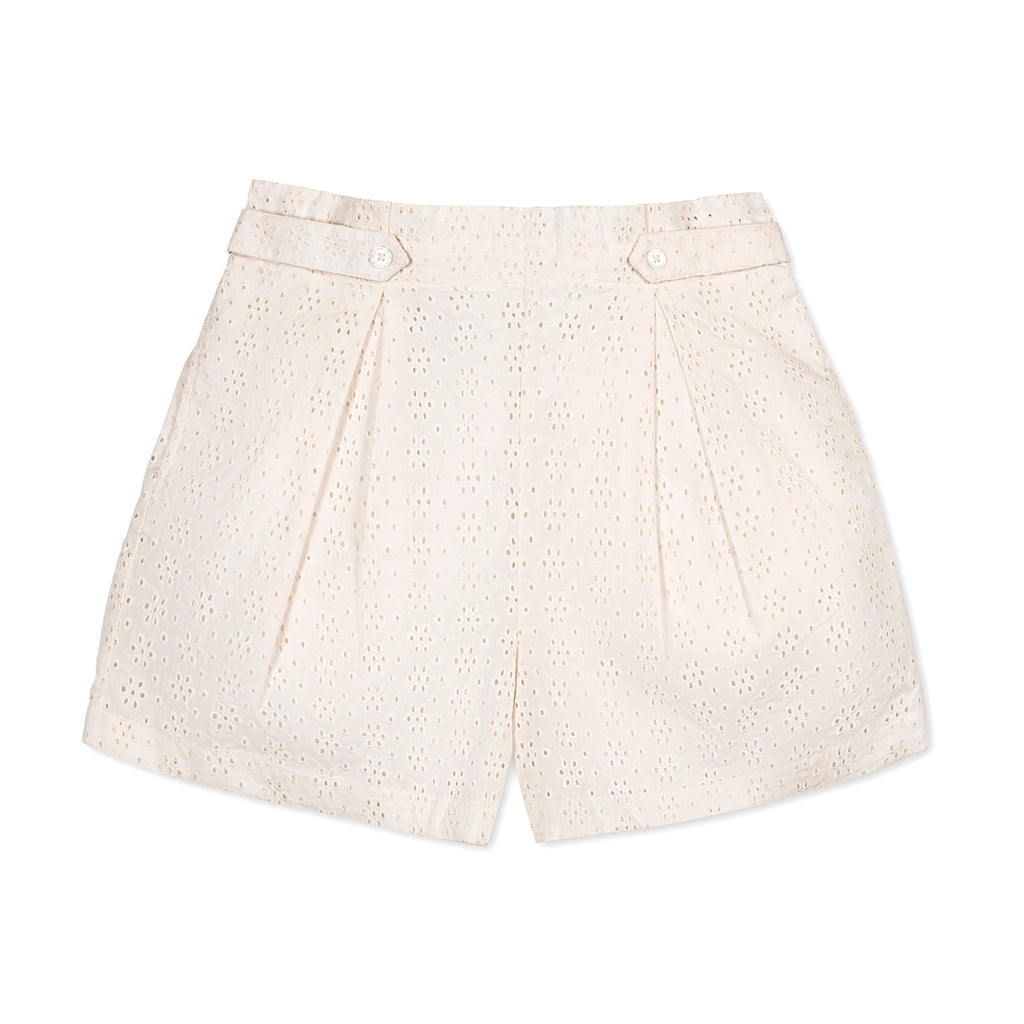 Organic Eyelet Button Tab Short
