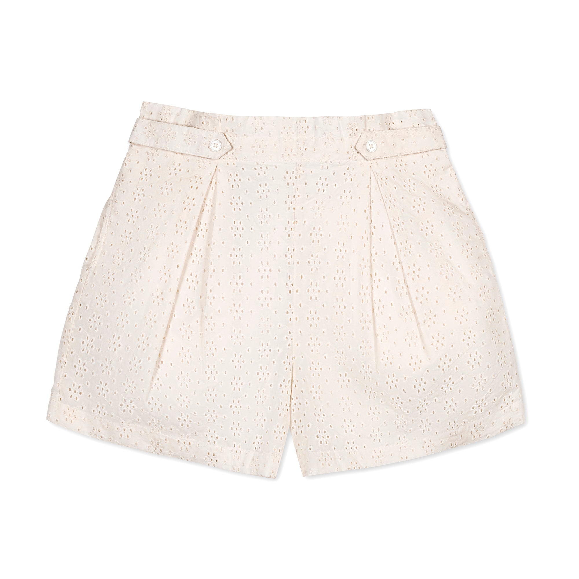 Organic Eyelet Button Tab Short