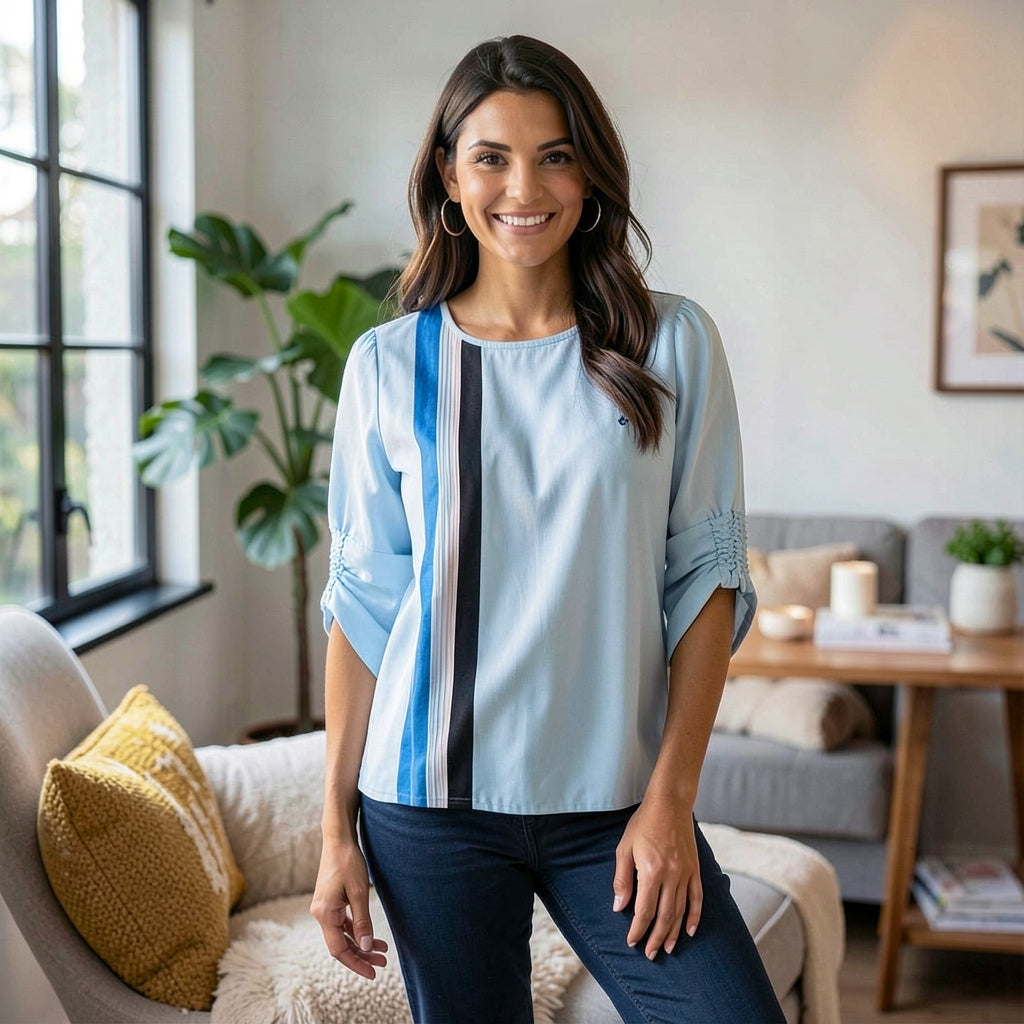Alfani Womens Smocked-Sleeve Pullover Blouse - Small