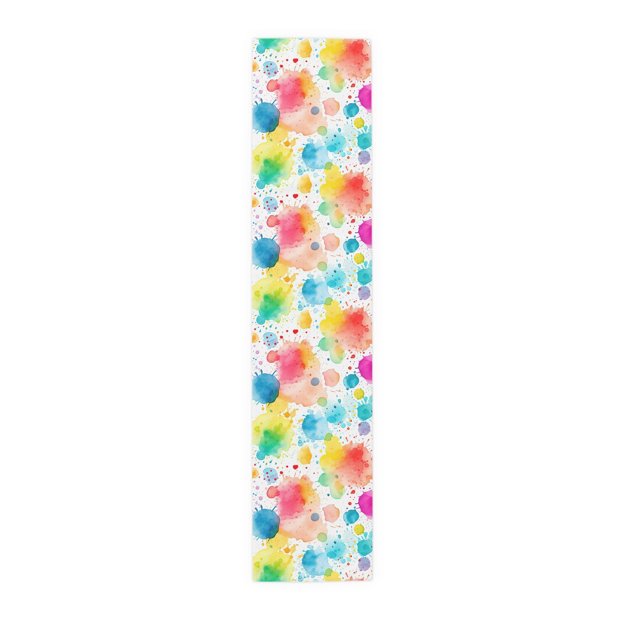Bespattered Facade Rainbow Watercolor Paint Splatters Table Runner (2 sizes)