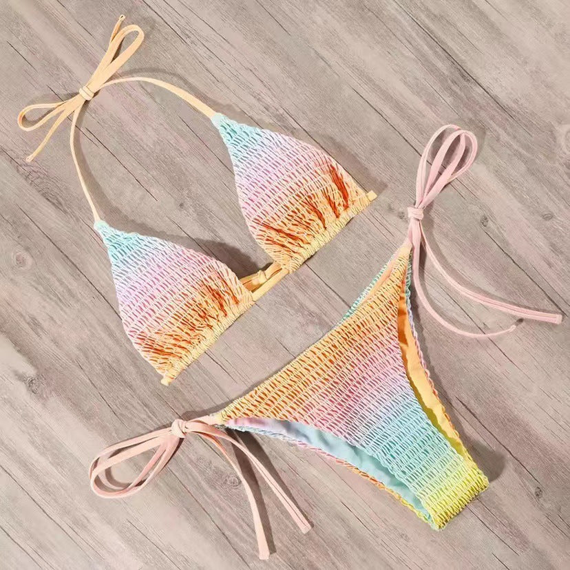 Juntong 2023 New Sexy Ruffled Print Bikini Set
