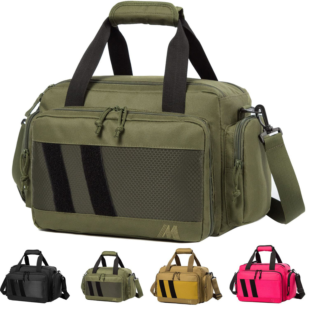 MERALIAN Range Bag Gun Case Bag Deluxe Middle SizeTactical 2-Pistol Bag Handgun Duffle Bag with Lockable Zipper for Shooting Range.