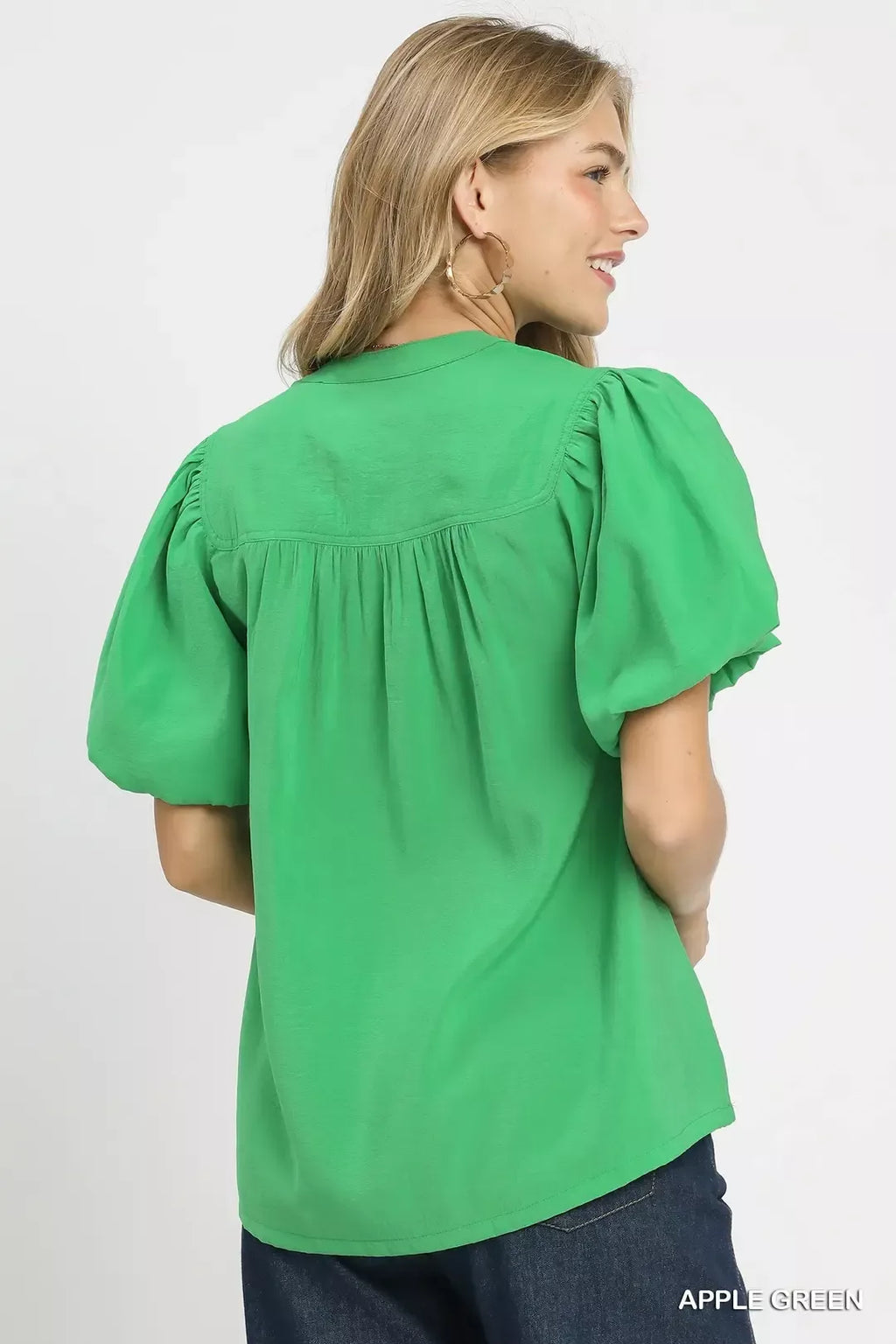 Umgee Button-Down Puff Sleeve Shirt