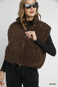 Umgee Sherpa-Lined Zip Vest with Drawstring Hem