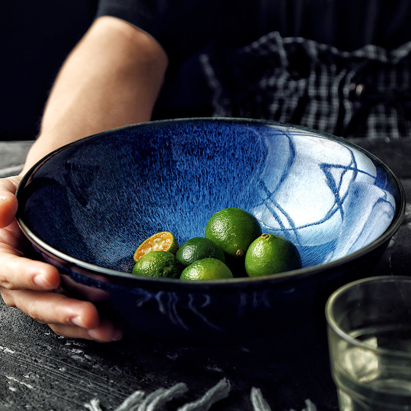 Japanese Glazed Ceramic Bowl Set for Noodles and Salad