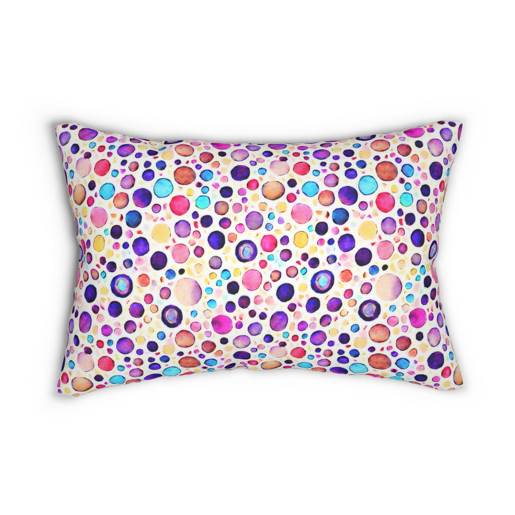 Bespattered Facade Colorful Dots Lumbar Throw Pillow