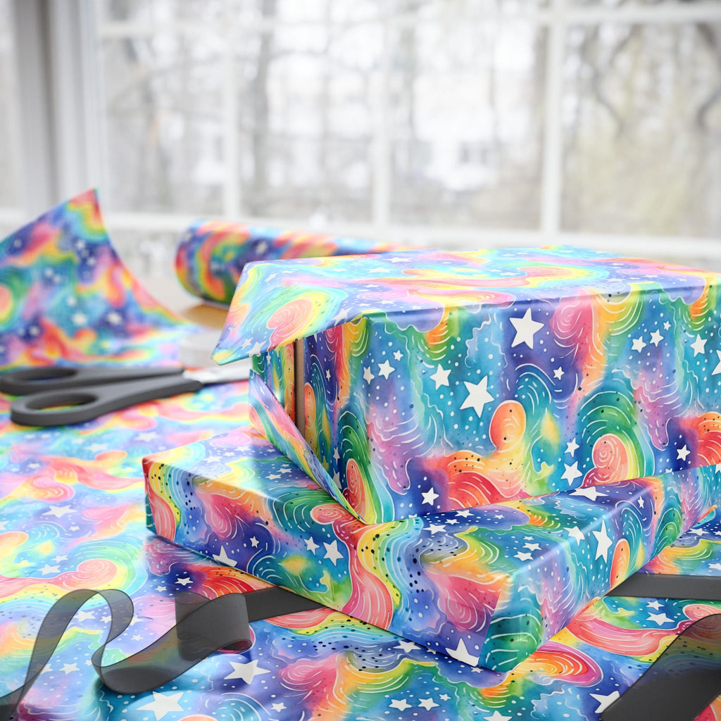 Bespattered Facade Rainbow Sky Wrapping Paper | Three Sizes | Glossy or Matte