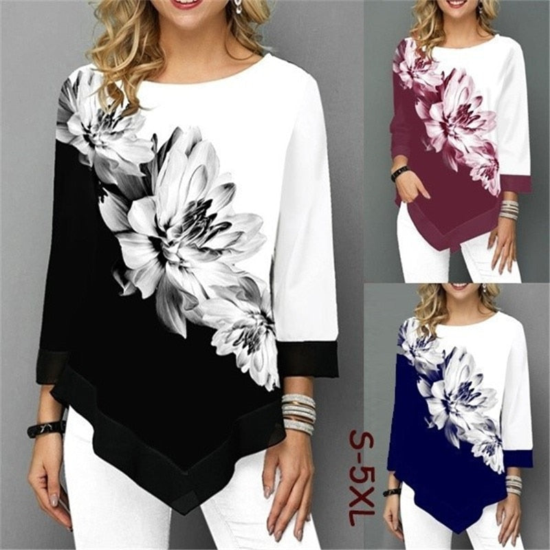 New Digital T-Shirt, 3/4 Sleeve Print Tee