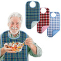 Adult Bibs 3-Pack Washable Waterproof Clothing Protector for Men Women Elderly Seniors - Reusable Large Feeding Bibs