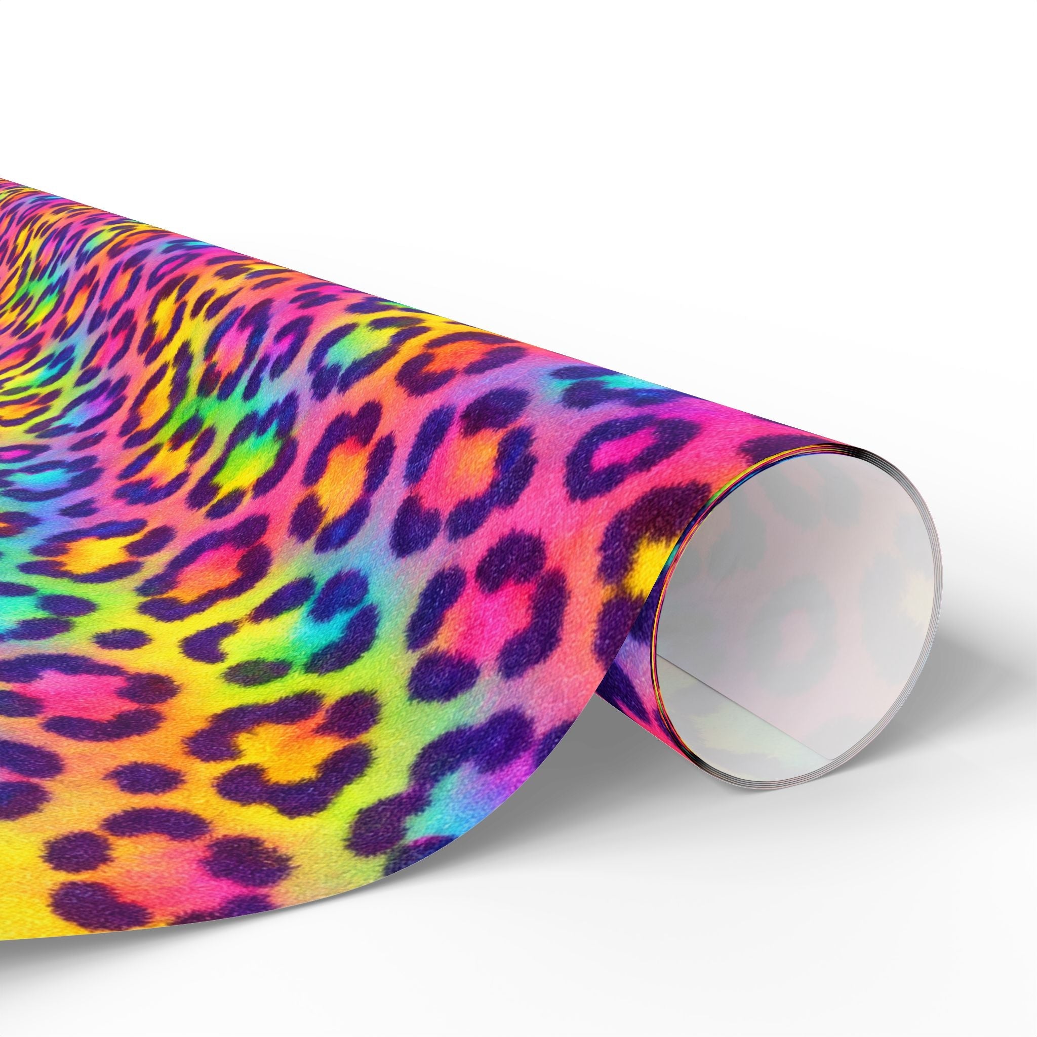 Bespattered Facade Rainbow Leopard Wrapping Paper | Three Sizes | Glossy or Matte