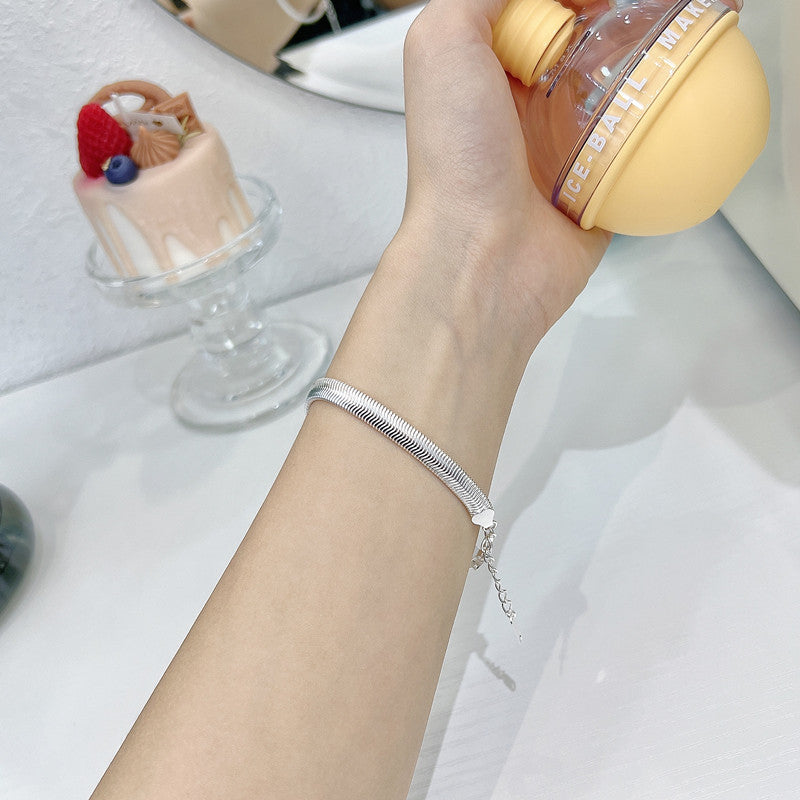 S925 Sterling Silver Korean Heavy-duty Flat Snake Chain