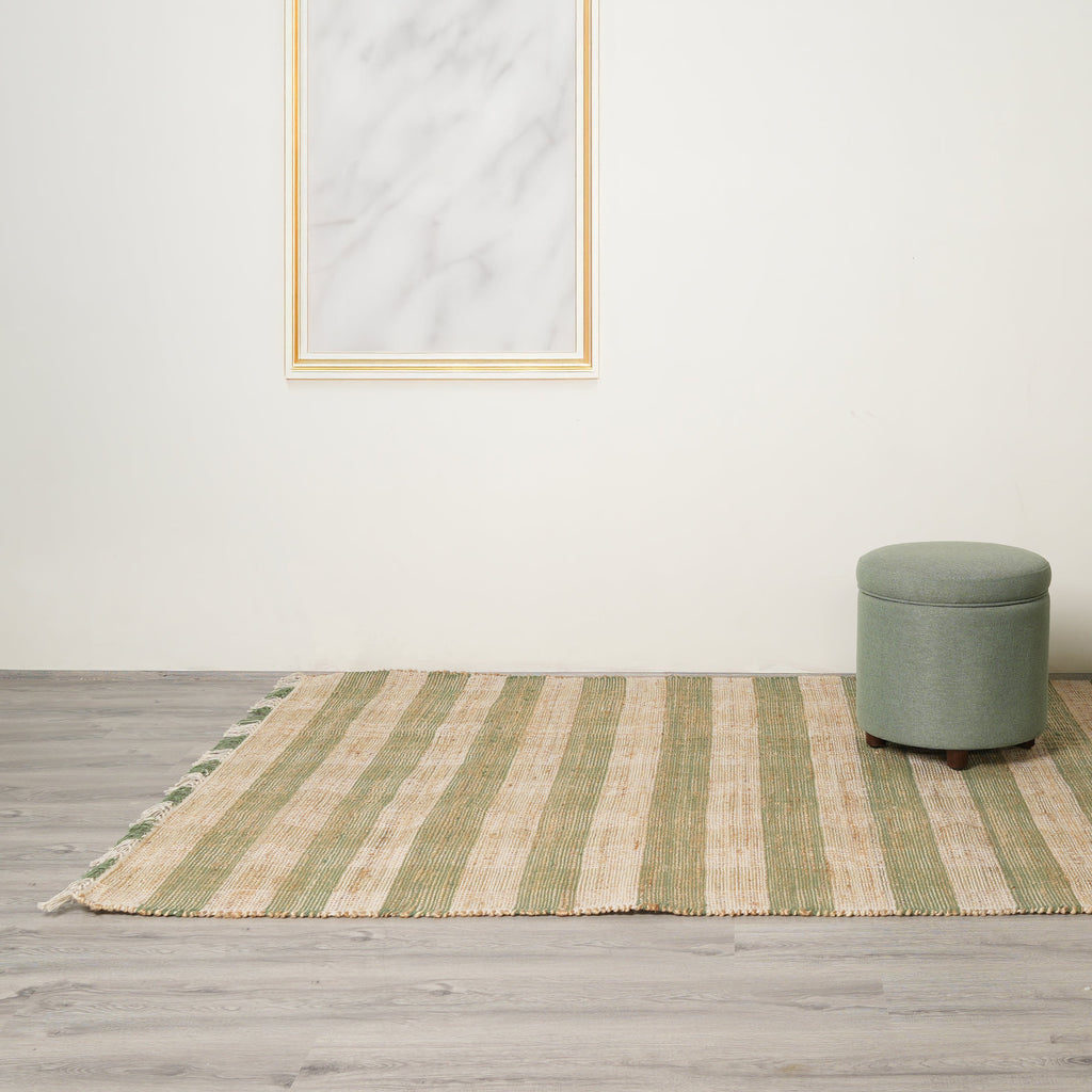 Area Rug, Jute Rug, Durable Green Plaid Rug, 8X10 ft