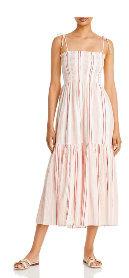 Joie Womens Jailene Striped Smocked Maxi Dress - Pink Multicolor, Size XXS