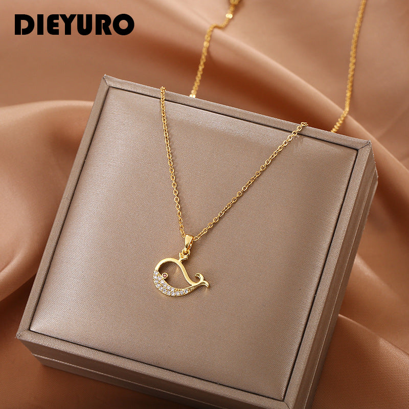 Cute Whale Pendant Necklace for Women's Party Wear