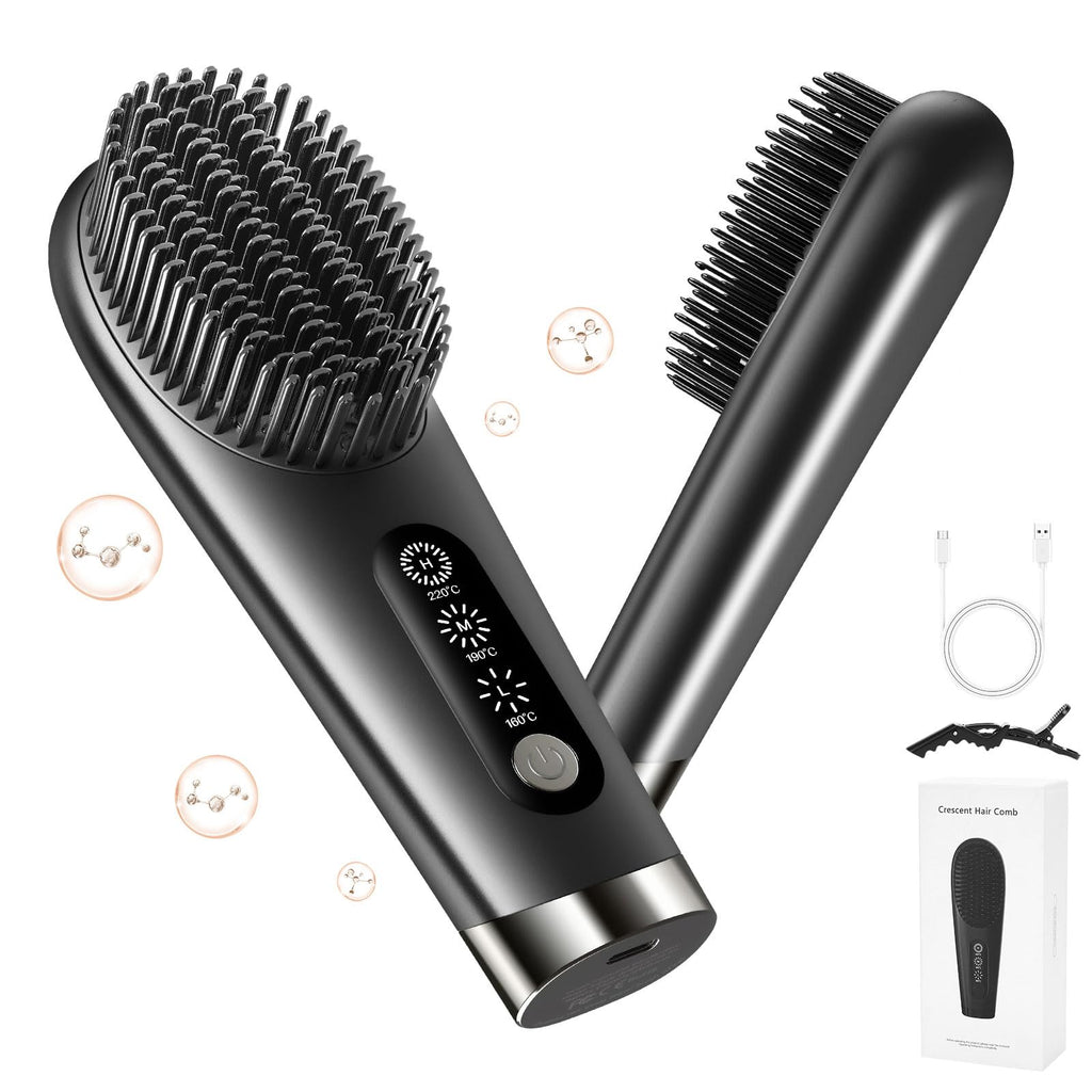 Cordless Hair Straightener Brush Beautlinks Portable Hair Straightener Brush for Travel 200 Million Negative Ions Straightening Comb 6400 mAh Rechargeable Mini Travel Hair Straightener for Women