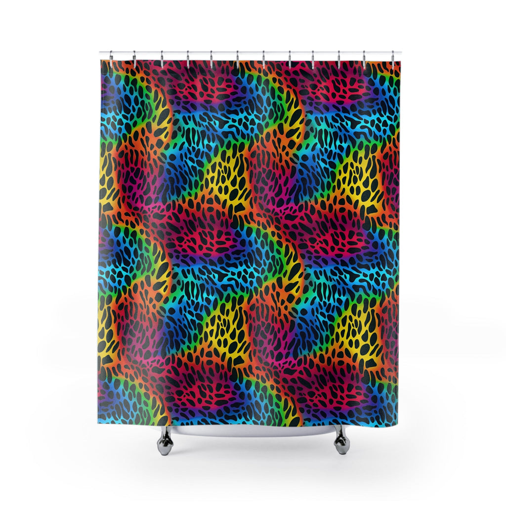 Bespattered Facade Rainbow Animal Print Shower Curtain