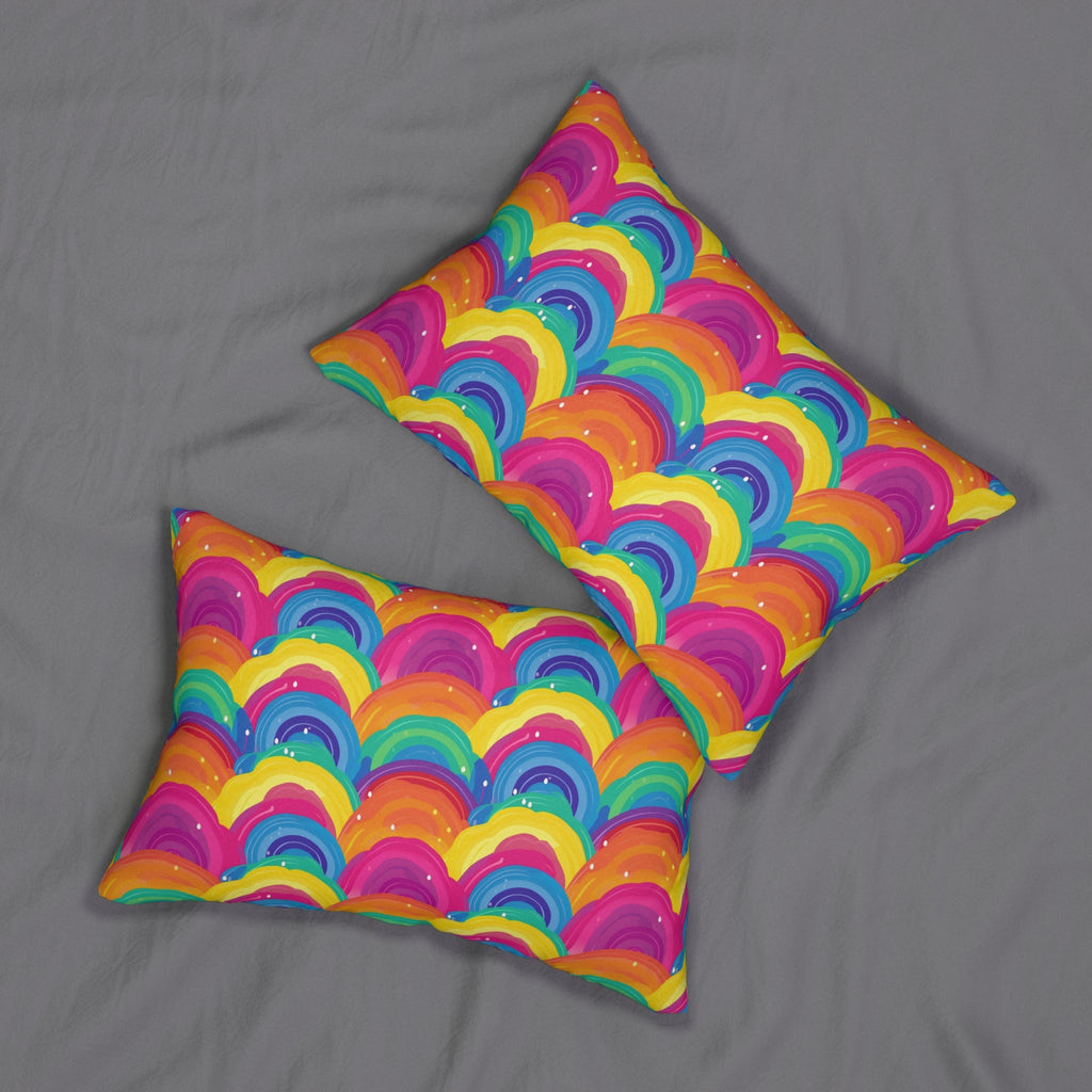 Bespattered Facade Painted Rainbows Lumbar Throw Pillow