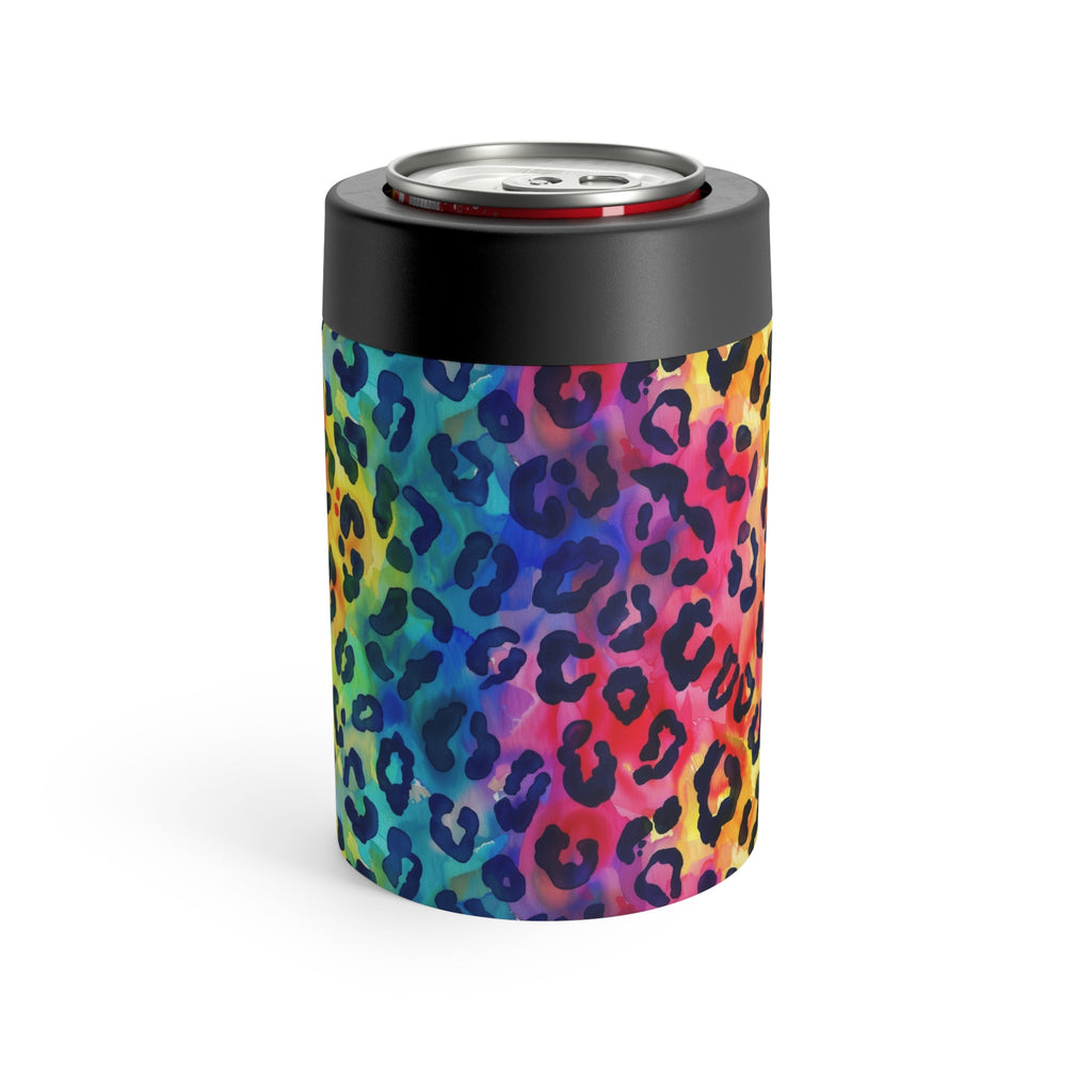 Bespattered Facade Rainbow Watercolor Leopard Can Holder