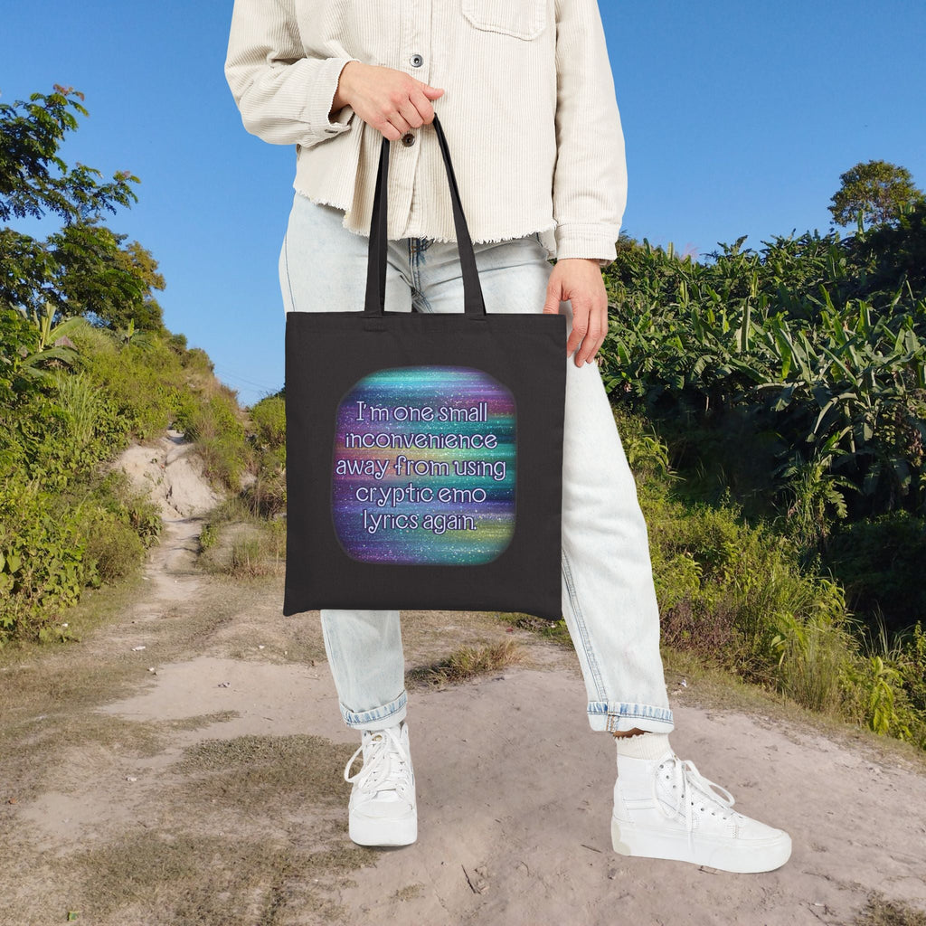 Bespattered Facade Rainbow "Cryptic Emo Lyrics" Canvas Tote Bag Reusable Carryall