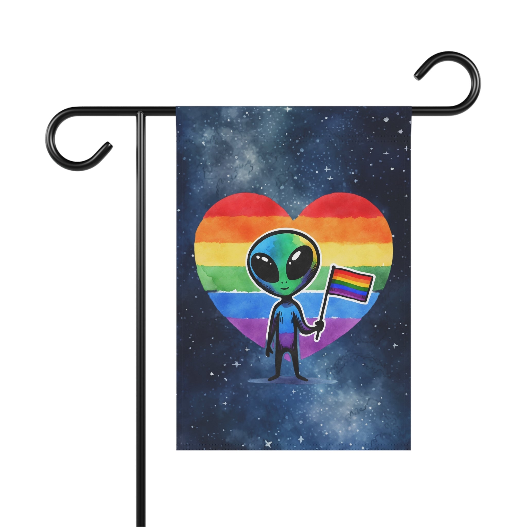 Bespattered Facade Rainbow Extraterrestrial Pride Garden Flag