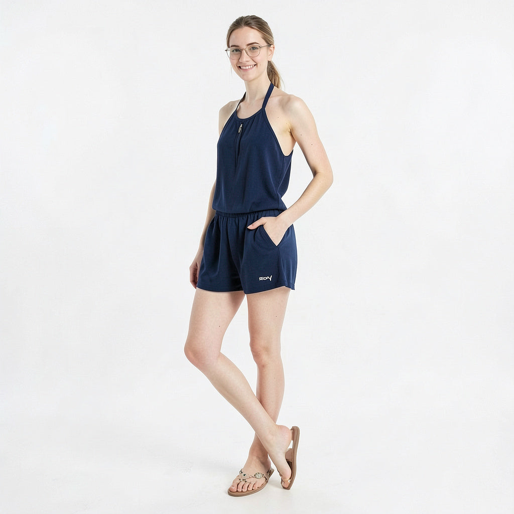 Roxy Women's Extratropical Halter Romper, Dress Blue, XS